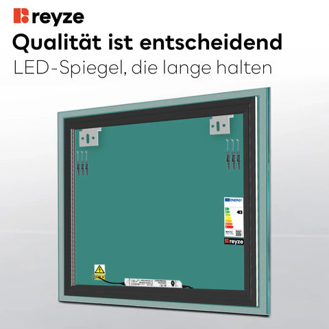 LED Spiegel Quadratisch | Wandschalter-Steuerung | Warmweißes Licht - Reyze Seria Edge Model 1