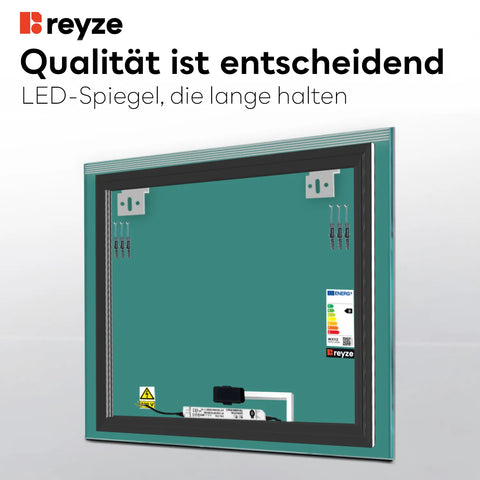 LED Spiegel Quadratisch | Touch-Schalter | Neutralweißes Licht - Reyze Seria Edge Model 5