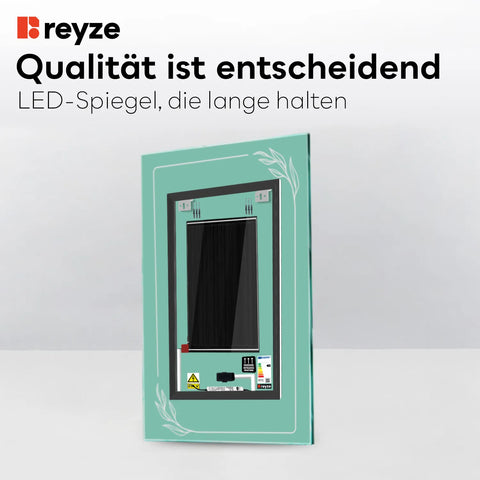 LED Spiegel Vertikal | Touch-Schalter | Anti-Beschlag-Funktion | Kaltweißes Licht - Reyze Seria Good Vibes Model 1