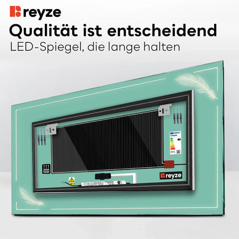 LED Spiegel Rechteckig | Touch-Schalter | Anti-Beschlag-Funktion | Einstellbare Farbtemperatur - Reyze Seria Good Vibes Model 2