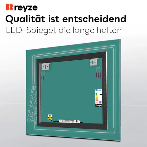 LED Spiegel Quadratisch | Wandschalter-Steuerung | Kaltweißes Licht - Reyze Seria Good Vibes Model 2
