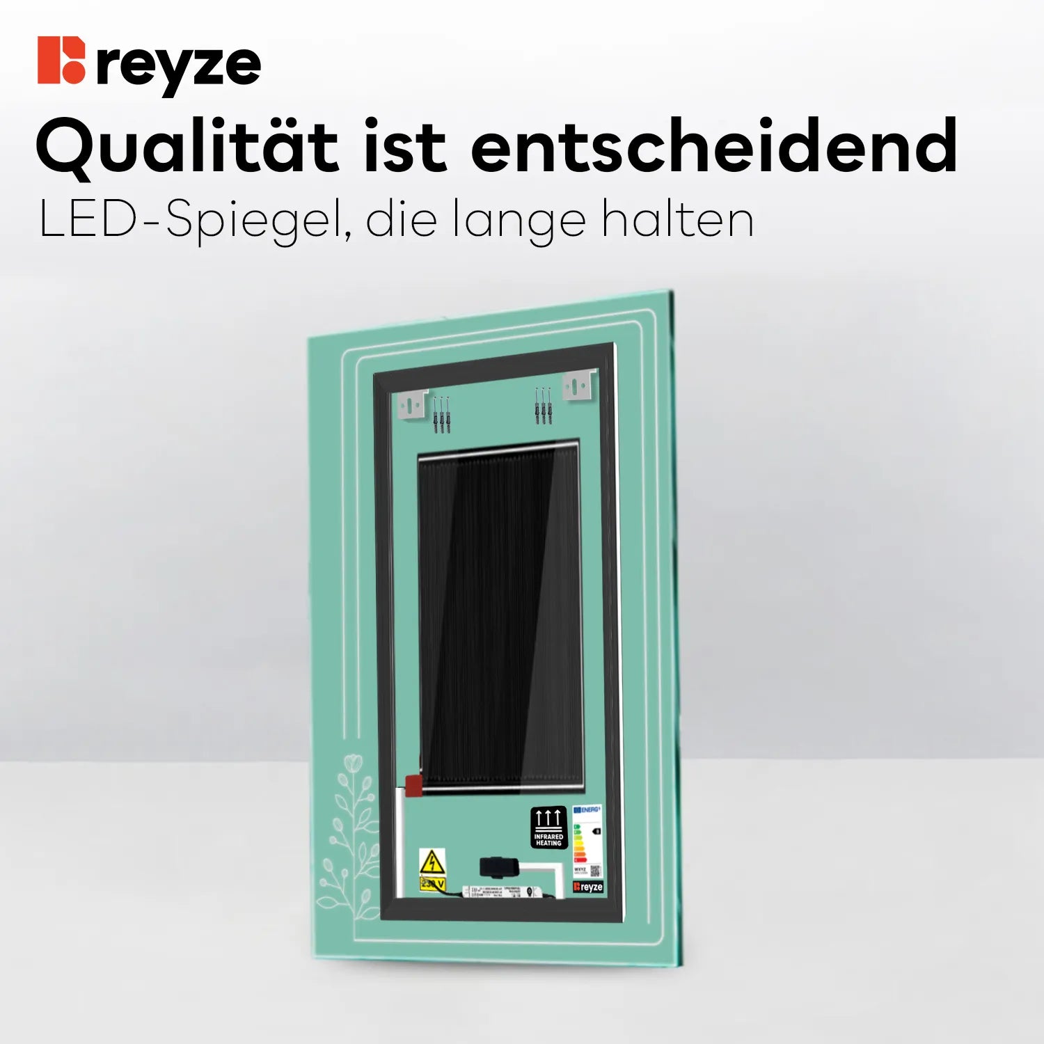 LED Spiegel Vertikal | Touch-Schalter | Anti-Beschlag-Funktion | Einstellbare Farbtemperatur - Reyze Seria Good Vibes Model 3