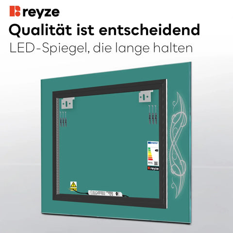 LED Spiegel Quadratisch | Wandschalter-Steuerung | Kaltweißes Licht - Reyze Seria Good Vibes Model 6