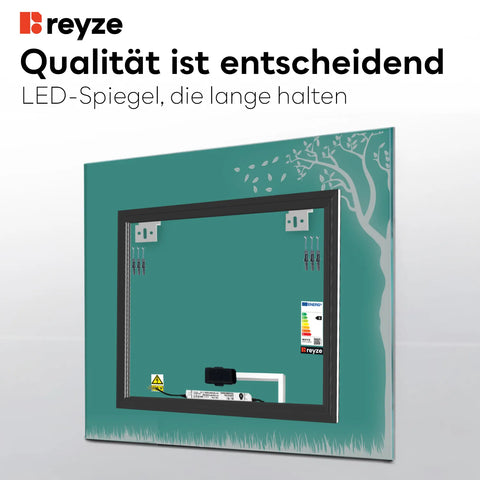 LED Spiegel Quadratisch | Touch-Schalter | Neutralweißes Licht - Reyze Seria Good Vibes Model 8