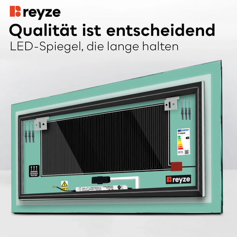 LED Spiegel Rechteckig | Touch-Schalter | Anti-Beschlag-Funktion | Einstellbare Farbtemperatur - Reyze Seria Minimal Model 1