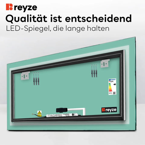 LED Spiegel Rechteckig | Touch-Schalter | Kaltweißes Licht - Reyze Seria Minimal Model 1