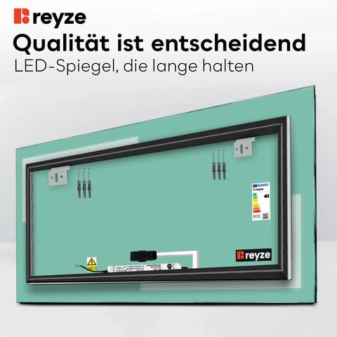 LED Spiegel Rechteckig | Touch-Schalter | Warmweißes Licht - Reyze Seria Minimal Model 2
