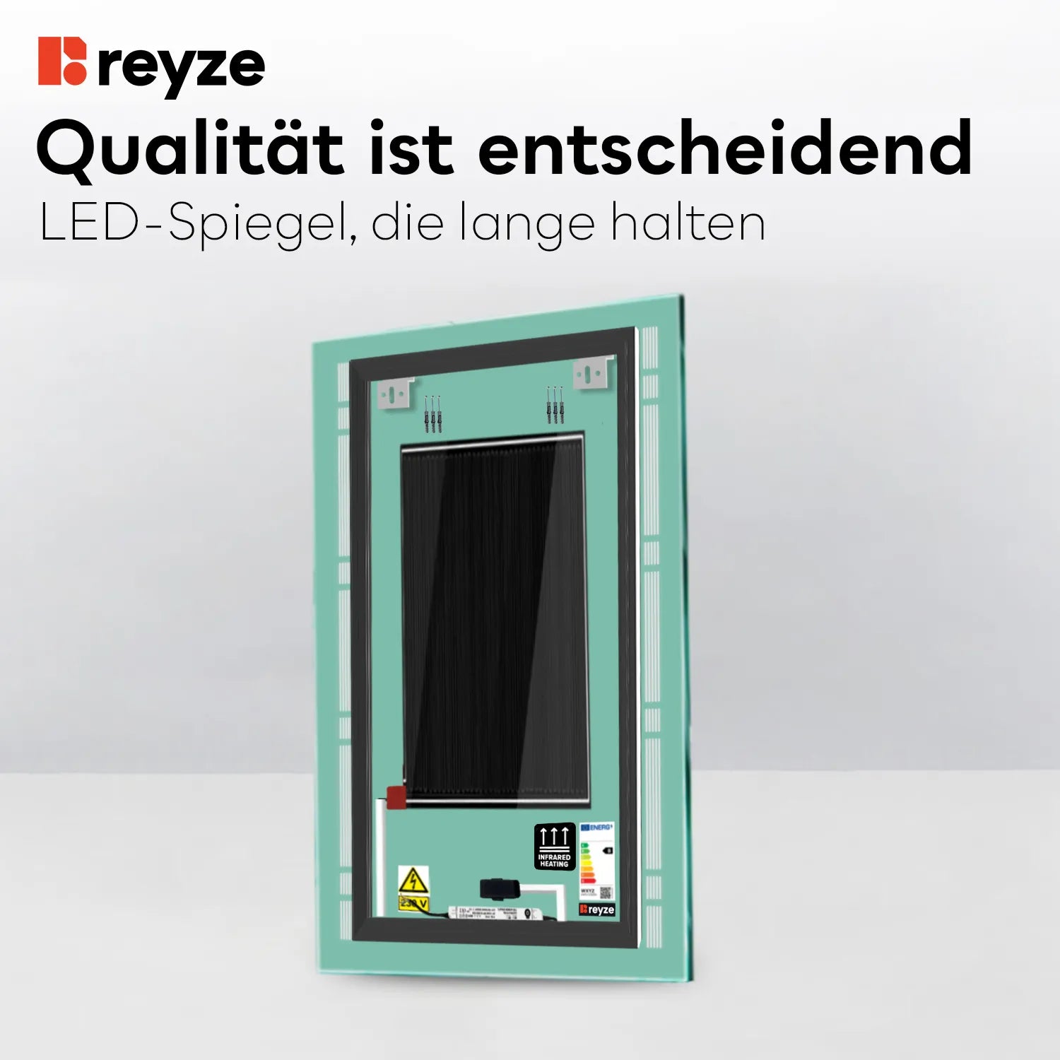 LED Spiegel Vertikal | Touch-Schalter | Anti-Beschlag-Funktion | Kaltweißes Licht - Reyze Seria Minimal Model 3