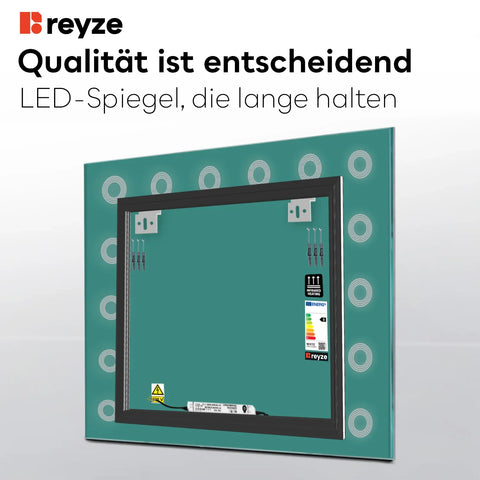 LED Spiegel Quadratisch | Wandschalter-Steuerung | Neutralweißes Licht - Reyze Seria Minimal Model 4