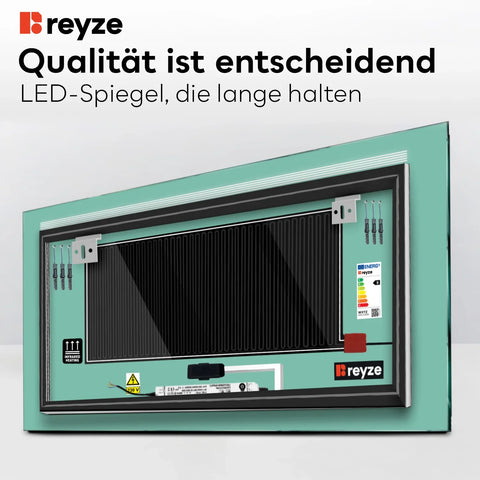 LED Spiegel Rechteckig | Touch-Schalter | Anti-Beschlag-Funktion | Warmweißes Licht - Reyze Seria Minimal Model 5