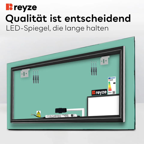 LED Spiegel Rechteckig | Touch-Schalter | Warmweißes Licht - Reyze Seria Motivated Model 1