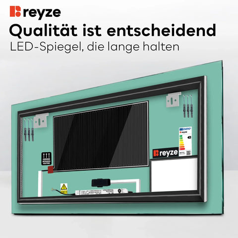 LED Spiegel Rechteckig | Touch-Schalter | Anti-Beschlag-Funktion | Einstellbare Farbtemperatur - Reyze Seria Motivated Model 4