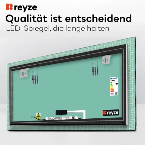 LED Spiegel Rechteckig | Touch-Schalter | Warmweißes Licht - Reyze Seria Official Model 2