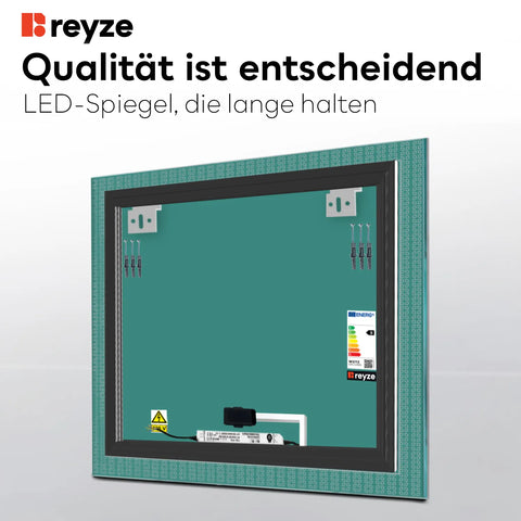 LED Spiegel Quadratisch | Touch-Schalter | Warmweißes Licht - Reyze Seria Official Model 5