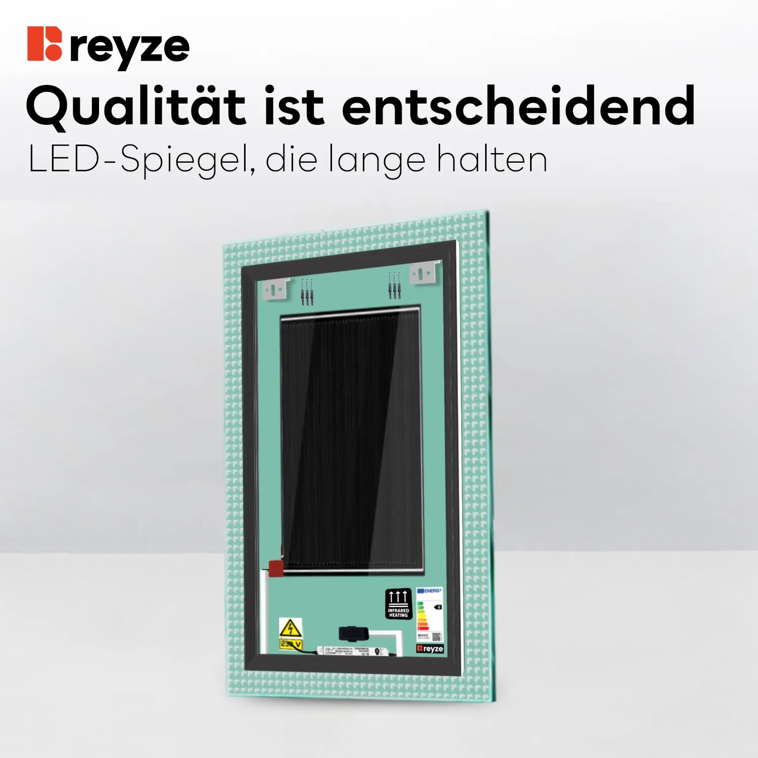LED Spiegel Vertikal | Touch-Schalter | Anti-Beschlag-Funktion | Kaltweißes Licht - Reyze Seria Official Model 6