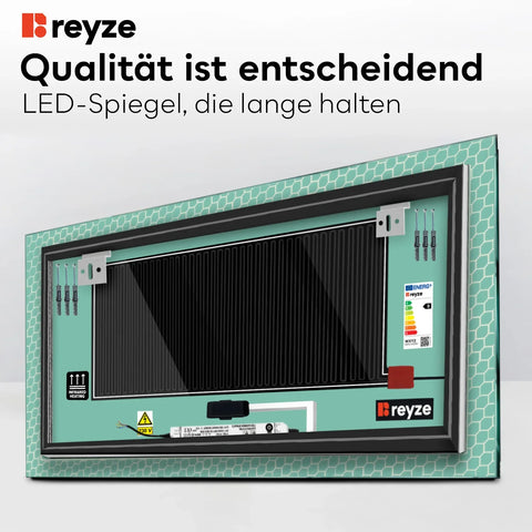 LED Spiegel Rechteckig | Touch-Schalter | Anti-Beschlag-Funktion | Kaltweißes Licht - Reyze Seria Official Model 7