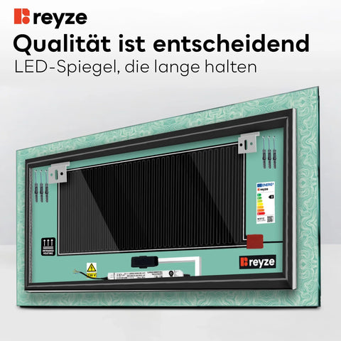 LED Spiegel Rechteckig | Touch-Schalter | Anti-Beschlag-Funktion | Warmweißes Licht - Reyze Seria Official Model 8