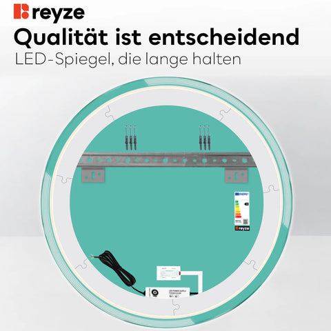 LED Spiegel Rund | Touch-Schalter | Kaltweißes Licht - Reyze Seria Edge Model 2