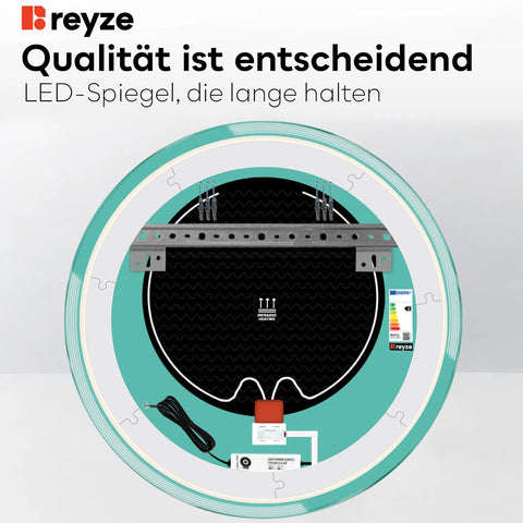 LED Spiegel Rund | Touch-Schalter | Anti-Beschlag-Funktion | Neutralweißes Licht - Reyze Seria Edge Model 2