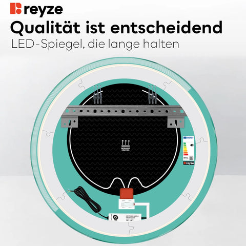LED Spiegel Rund | Touch-Schalter | Anti-Beschlag-Funktion | Einstellbare Farbtemperatur - Reyze Seria Edge Model 5