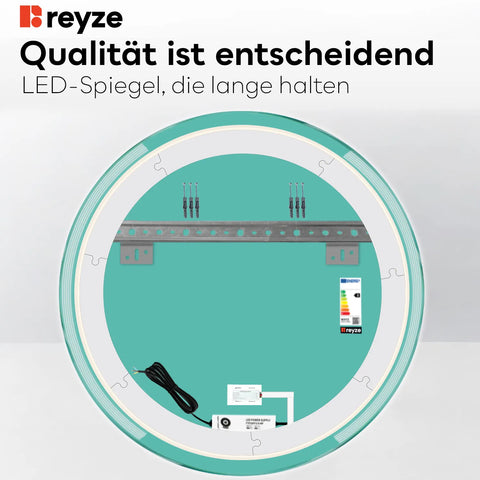 LED Spiegel Rund | Touch-Schalter | Kaltweißes Licht - Reyze Seria Edge Model 7