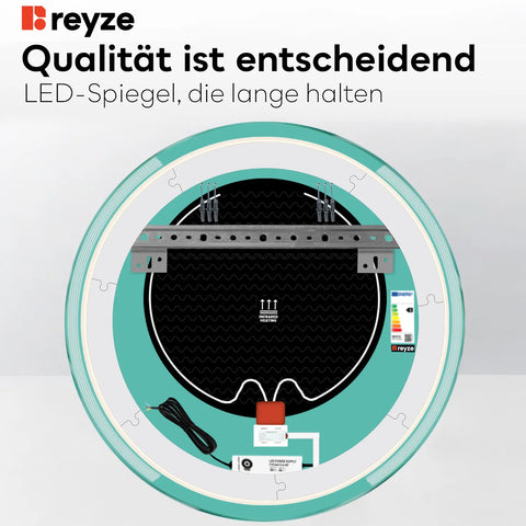 LED Spiegel Rund | Touch-Schalter | Anti-Beschlag-Funktion | Warmweißes Licht - Reyze Seria Edge Model 7