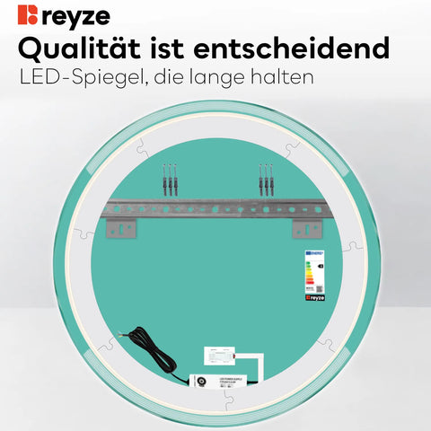 LED Spiegel Rund | Touch-Schalter | Warmweißes Licht - Reyze Seria Edge Model 8