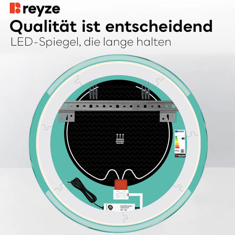 LED Spiegel Rund | Touch-Schalter | Anti-Beschlag-Funktion | Kaltweißes Licht - Reyze Seria Edge Model 8