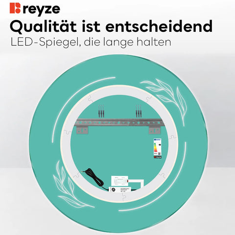 LED Spiegel Rund | Touch-Schalter | Kaltweißes Licht - Reyze Seria Good Vibes Model 1
