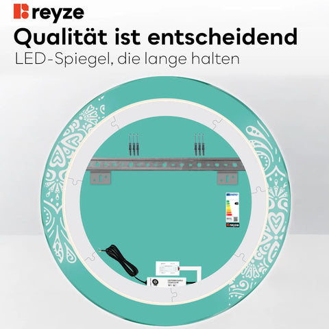 LED Spiegel Rund | Touch-Schalter | Warmweißes Licht - Reyze Seria Good Vibes Model 4