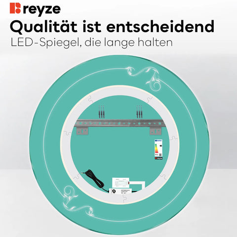 LED Spiegel Rund | Touch-Schalter | Warmweißes Licht - Reyze Seria Good Vibes Model 5