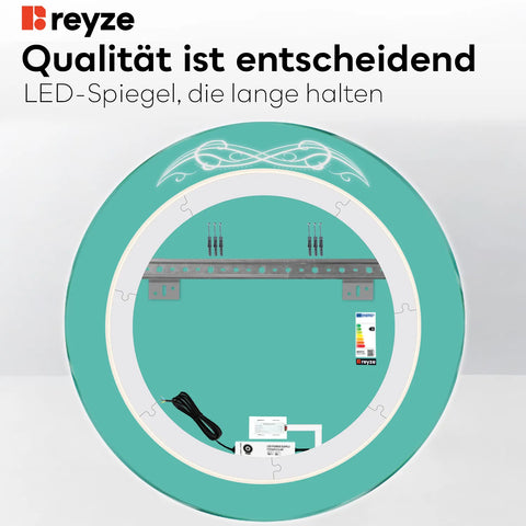 LED Spiegel Rund | Touch-Schalter | Kaltweißes Licht - Reyze Seria Good Vibes Model 6