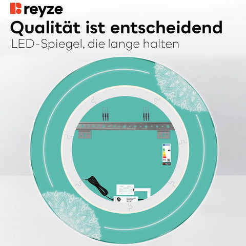 LED Spiegel Rund | Touch-Schalter | Kaltweißes Licht - Reyze Seria Good Vibes Model 7