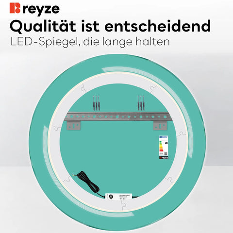 LED Spiegel Rund | Wandschalter-Steuerung | Neutralweißes Licht - Reyze Seria Minimal Model 2
