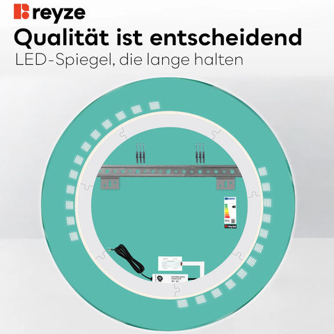 LED Spiegel Rund | Touch-Schalter | Warmweißes Licht - Reyze Seria Minimal Model 6