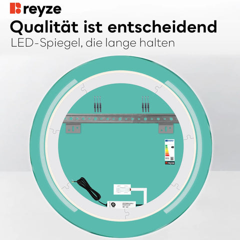 LED Spiegel Rund | Touch-Schalter | Warmweißes Licht - Reyze Seria Minimal Model 7