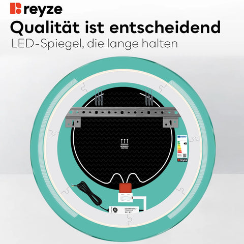 LED Spiegel Rund | Touch-Schalter | Anti-Beschlag-Funktion | Kaltweißes Licht - Reyze Seria Minimal Model 7