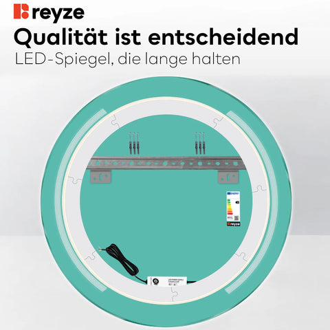 LED Spiegel Rund | Wandschalter-Steuerung | Neutralweißes Licht - Reyze Seria Minimal Model 7