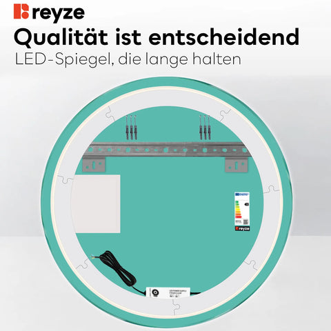 LED Spiegel Rund | Wandschalter-Steuerung | Kaltweißes Licht - Reyze Seria Motivated Model 7