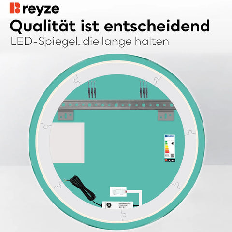 LED Spiegel Rund | Touch-Schalter | Warmweißes Licht - Reyze Seria Motivated Model 7