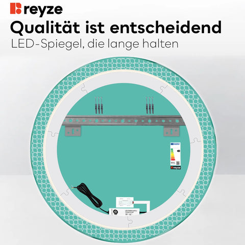 LED Spiegel Rund | Touch-Schalter | Warmweißes Licht - Reyze Seria Official Model 4