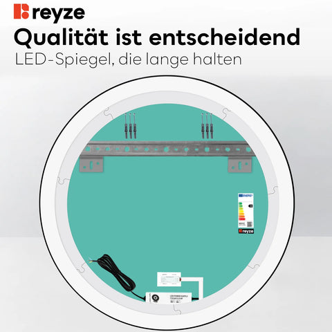 LED Spiegel Rund | Touch-Schalter | Neutralweißes Licht - Reyze Seria Salono Model 4