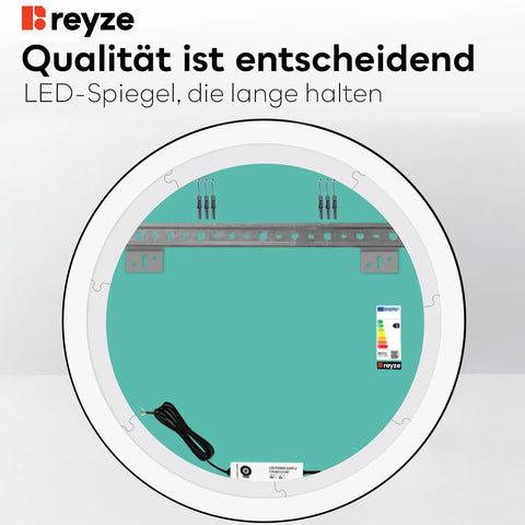 LED Spiegel Rund | Wandschalter-Steuerung | Kaltweißes Licht - Reyze Seria Salono Model 1