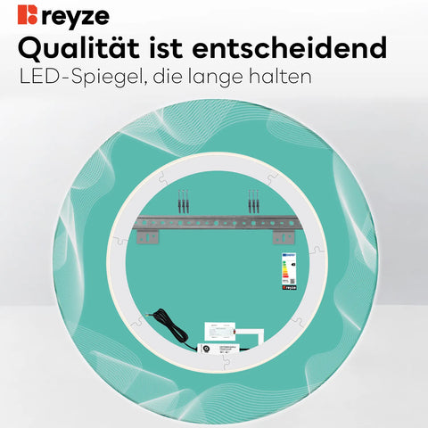 LED Spiegel Rund | Touch-Schalter | Neutralweißes Licht - Reyze Seria Simetria Model 3