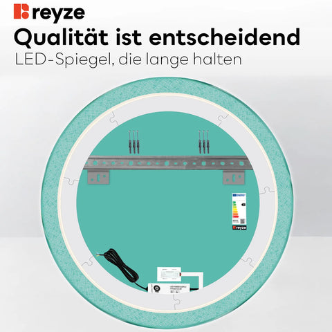 LED Spiegel Rund | Touch-Schalter | Neutralweißes Licht - Reyze Seria Simetria Model 5
