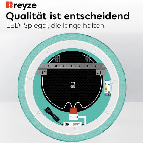 LED Spiegel Rund | Touch-Schalter | Anti-Beschlag-Funktion | Neutralweißes Licht - Reyze Seria Simetria Model 5