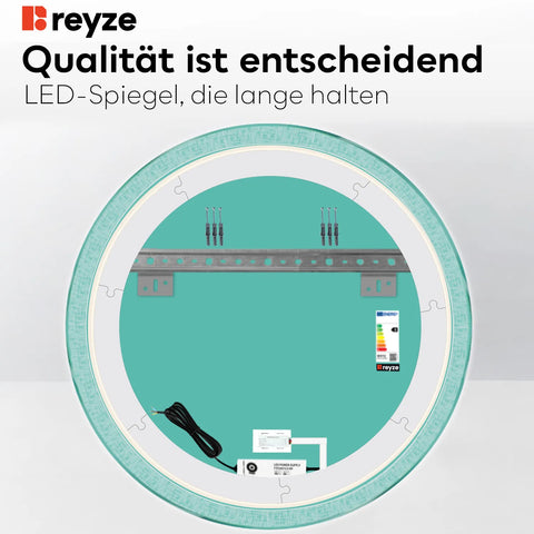 LED Spiegel Rund | Touch-Schalter | Warmweißes Licht - Reyze Seria Simetria Model 6