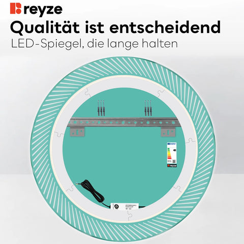 LED Spiegel Rund | Wandschalter-Steuerung | Neutralweißes Licht - Reyze Seria Simetria Model 7