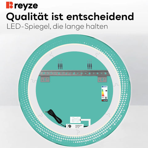 LED Spiegel Rund | Touch-Schalter | Warmweißes Licht - Reyze Seria Simetria Model 8