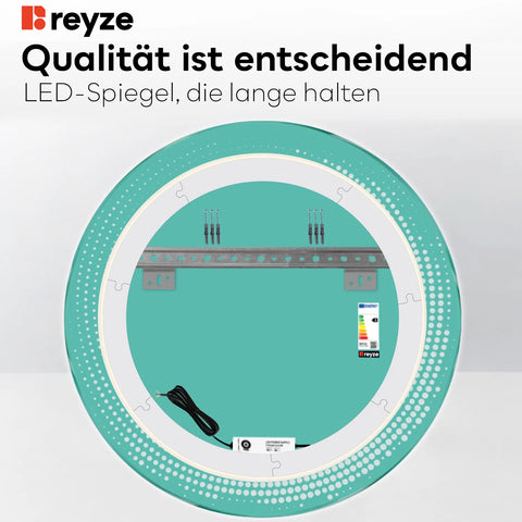 LED Spiegel Rund | Wandschalter-Steuerung | Kaltweißes Licht - Reyze Seria Simetria Model 8